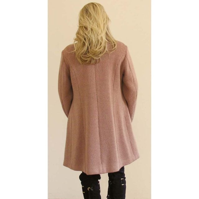 Cappottino 7/8 in maglia di lana rosa antico