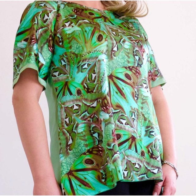 Camicia in seta con manica corta a raglan