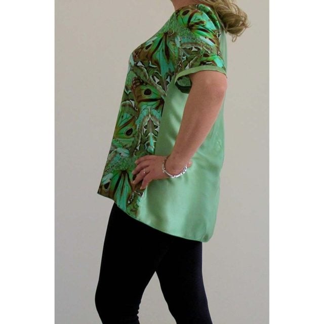 Camicia in seta con manica corta a raglan